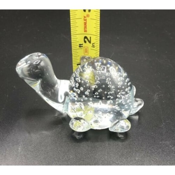 Art Glass Turtle Paperweight with Controlled Bubbles Bullicante Vintage - Picture 5 of 6